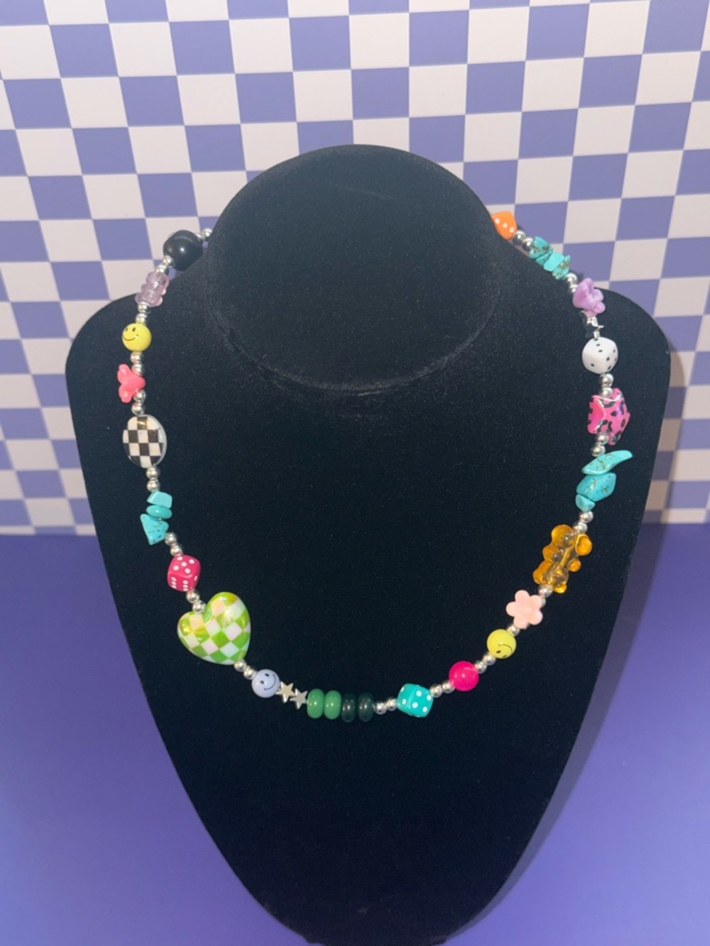 Handmade Colorful Beaded Heart Necklace - Multicolor Women Jewelry